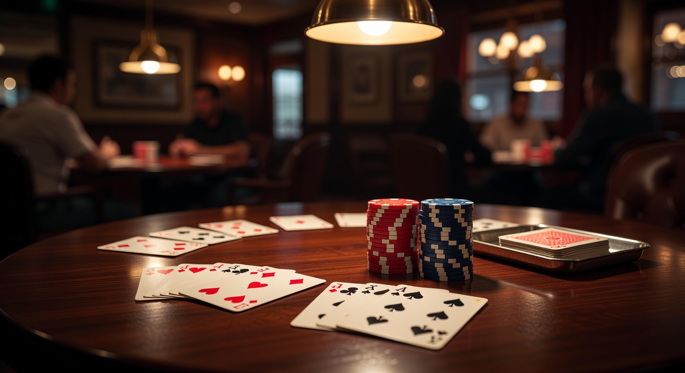 Card game setup on a table