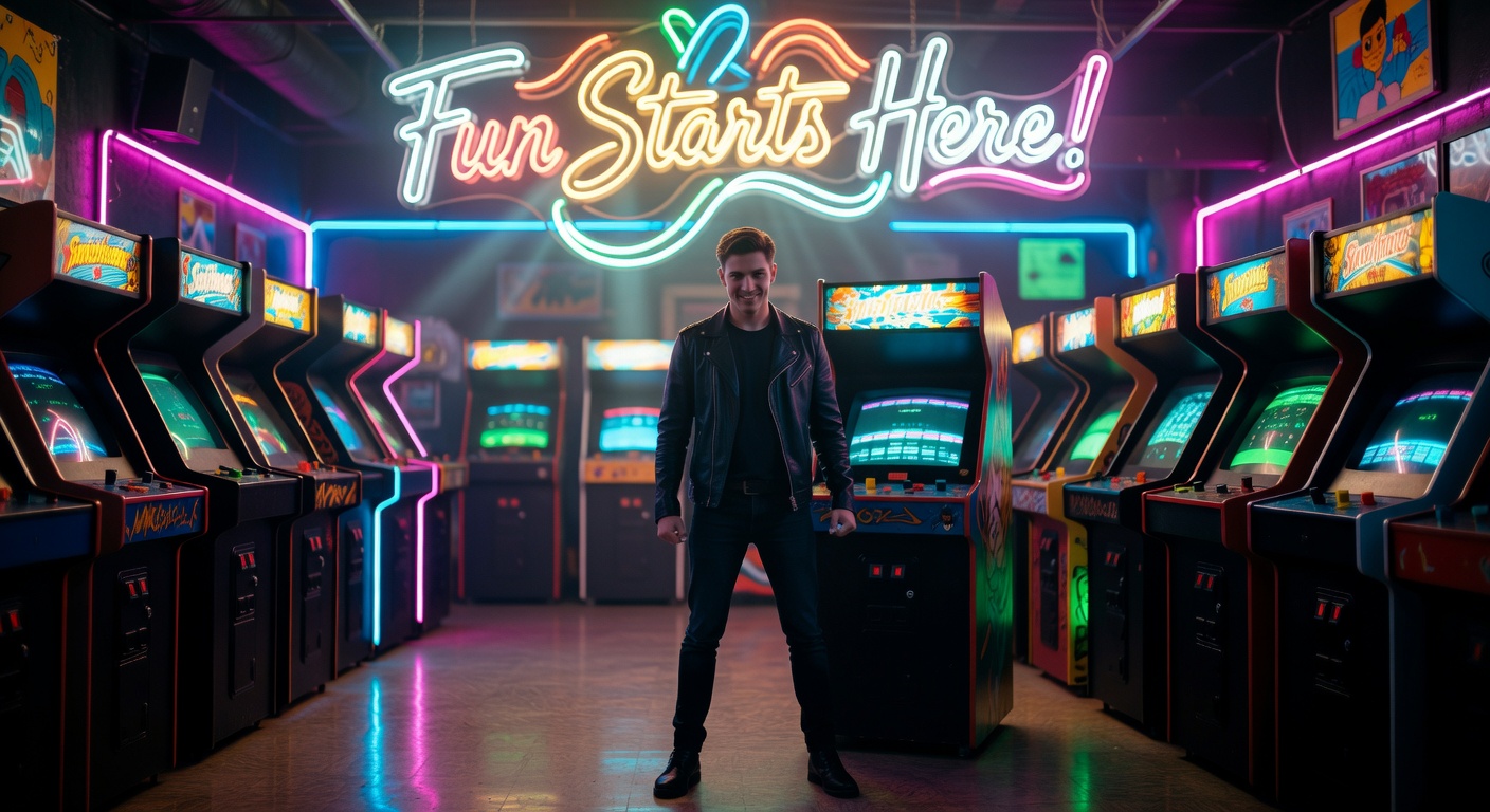 Neon glowing arcade background